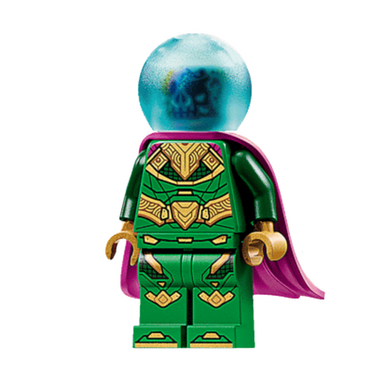 Mysterio - White Skull Head, Satin Trans-Light Blue Helmet, Rubber Cape